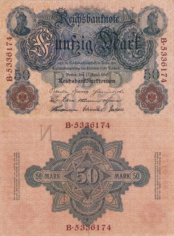 Deutsches Reich bis 1945
Reichsbanknoten und Reichskassenscheine 1874-1914 50 M...
