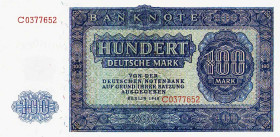Deutsche Demokratische Republik
Ausgaben der Deutschen Notenbank und Staatsbank 1948-1990 50 Pfennig, 1, 2, 5, 10, 20, 50 und 100 DM 1948. Ro. 339e, ...