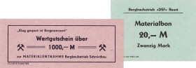 Deutsche Demokratische Republik
Ersatzgeld und geldähnliche Belege in der DDR Material-Bon 10 und 20 Mark des Bergbaubetriebes "DSF" Reust. Wertgutsc...