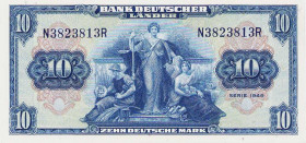 Bundesrepublik Deutschland
Bank deutscher Länder 1948-1949 10 DM 22.8.1949. KN N3823813R Ro. 258 Grab. BRD-4 I