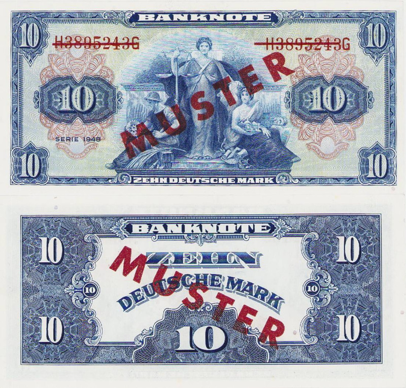 Bundesrepublik Deutschland
Bank deutscher Länder 1948-1949 10 DM 1948. mit rote...