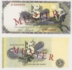 Bundesrepublik Deutschland
Bank deutscher Länder 1948-1949 5 DM 9.12.1948. mit rotem Überdruck "MUSTER" auf Vorderseite und Rückseite, KN A 000000 Ro...