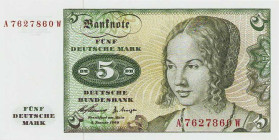 Bundesrepublik Deutschland
Deutsche Bundesbank 1960-1999 5 DM 2.01.1960. KN A7627860W und KN A8773854T Ro. 262 a Grab. BRD-6a 2 Stück. I und I-