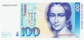Bundesrepublik Deutschland
Deutsche Bundesbank 1960-1999 100 DM 1.08.1991. Serie ZA/D7. Austauschnote Ro. 300 b Grab. BRD- 44 b Selten. I-