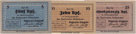 Städte und Gemeinden
Hildesheim (NS) 5, 10 und 25 Reichspfennig o.D. (1945). ohne KN Schöne 0911, 0912b, 0913 3 Stück. I