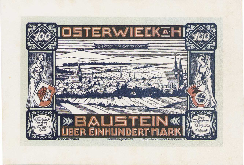 Städte und Gemeinden
Osterwieck (S-A) 1000 Mark 1.5.1922 Baustein. Glacéleder, ...