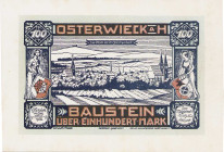 Städte und Gemeinden
Osterwieck (S-A) 1000 Mark 1.5.1922 Baustein. Glacéleder, weiß, Unterdruck beiderseitig gelbgraugrün Grab. 358 I-