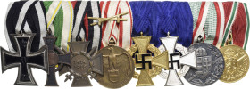 Ordensspangen
Spange mit 8 Auszeichnungen Preußen- Eisernes Kreuz 1914, 2. Klasse. Verliehen 1914-1924. Eisen geschwärzt, Silber. Sachsen- Kriegsverd...