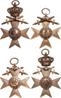 Orden deutscher Länder Bayern
Militärverdienstkreuz des MVO, 3. Klasse mit Schwertern Verliehen 1913-1918. 3. Form, Messing verkupfert. 68 x 44 mm, 2...