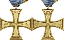 Orden deutscher Länder Mecklenburg-Schwerin
Hausorden der Wendischen Krone, Goldenes Verdienstkreuz Verliehen 1914-1918. Geschützbronze vergoldet. Am...