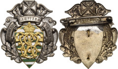 Militärvereine
Sachsen-Weimar Abzeichen 1910. Jubiläumsabzeichen, emailliertes Wappenschild 7mal grün und 6mal weiß geteilt, darauf mit einer Kaiserk...