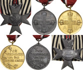 Lots
Lot-4 Stück Allgemeines Ehrenzeichen 2. Klasse, Medaille mit großer Krone am unrichtigen Band. Verliehen 1893-1905. Silber, 39 mm, 23,77 g. Rote...