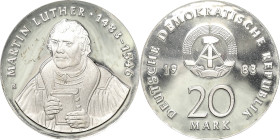 Kurs- und Gedenkmünzen
 20 Mark 1983. Luther Jaeger 1591 Polierte Platte