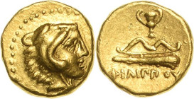 Makedonien Könige von Makedonien
Alexander III. der Große 336-323 v. Chr 1/4 Goldstater 340/328 v. Chr., Pella Prägung im Namen Philipps II. Herakles...