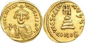 Constantinus IV. Pogonatus 668-681 Solidus 668 Constantinopel Brustbild von vorn mit Kreuzglobus, DN CONSTANTINVS PF AV / Kreuz auf 3 Stufen, VICTORIA...