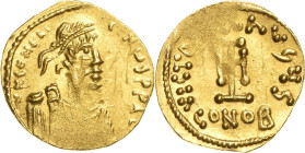 Constantinus IV. Pogonatus 668-681 Tremissis 668/669, Constantinopel Brustbild mit Diadem nach rechts, DN CONSTANTINVS PPA / Kreuz, VICTORIA AVGVS, CO...