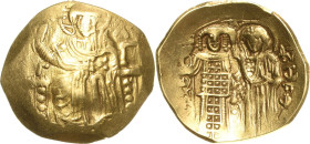 Theodor II. Dukas-Lascaris von Nicaea 1254-1258 Hyperpyron 1256/1257, Magnesia Thronender Christus von vorn hebt die rechte Hand, IC XC / Kaiser mit L...