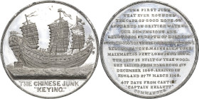 China
Daoguang 1820-1850 Zinnmedaille 1848 (T. Hallyday) Auf die Fahrt der Dschunke "Keying". Das Segelschiff auf See / 16 Zeilen Schrift. 45 mm, 25,...