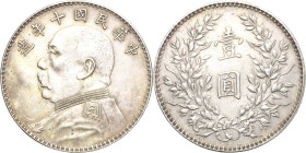 China
Republik 1912-1949 Dollar 1921 (= Jahr 10). Yuan Shi Kai L/M 79 KM Y 329.5 Davenport 225 Feine Kratzer, fast vorzüglich