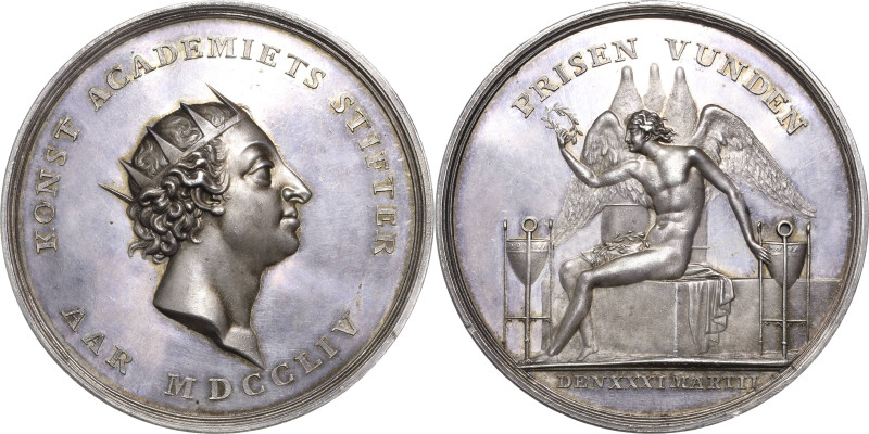 Dänemark
Frederik V. 1746-1766 Große Silbermedaille 1754 (P. L. Gianelli) Preis...