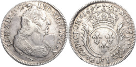 Frankreich
Ludwig XIV. 1643-1715 Écu aux palmes 1694, (Mzz. verprägt) Überprägung auf einem Écu aux 8 L 1690 Gadoury 217 Duplessy 1528 Davenport 3813...