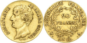 Frankreich
Napoleon Bonaparte Premier Consul 1799-1804 20 Francs 1803/1804 (=AN 12), A-Paris Gadoury 1020 Friedberg 480 Schlumberger 5 GOLD. 6.42 g. ...