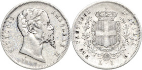 Italien-Königreich
Vittorio Emanuele II. 1859/1861-1878 Lira 1859, B-Bologna Montenegro 110 (R) Pagani 438 Selten. Sehr schön+