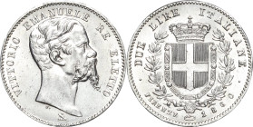 Italien-Königreich
Vittorio Emanuele II. 1859/1861-1878 2 Lire 1860, Florenz Governo provvisorio della Toscana Montenegro 112 Pagani 436 Kl. Randfehl...