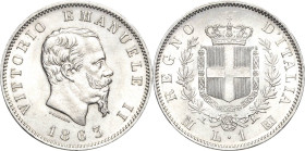 Italien-Königreich
Vittorio Emanuele II. 1859/1861-1878 Lira 1863, M-Mailand Montenegro 204 Pagani 514 Prachtvolles Exemplar. Av. Feine Kratzer, fast...