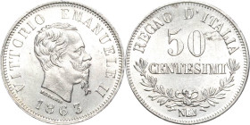 Italien-Königreich
Vittorio Emanuele II. 1859/1861-1878 50 Centesimi 1863, N-Neapel Montenegro 218 Pagani 528 Prachtvolles Exemplar. Fast Prägefrisch...