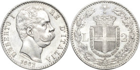 Italien-Königreich
Umberto I. 1878-1900 2 Lire 1882, R-Rom Montenegro 36 Pagani 592 Winz. Kratzer, vorzüglich