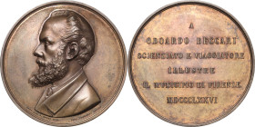 Italien-Florenz
Medaillen Bronzemedaille 1876 (Cambi) Auf den Botaniker Odoardo Beccari. Brustbild nach links / 6 Zeilen Schrift. 55 mm, 96,81 g Präg...