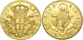 Italien-Genua
Republik (Dogi Biennali) 1528-1797 96 Lire 1792. Friedberg 444 Lunardi 348 (R3) GOLD. 25.12 g. Sehr schön