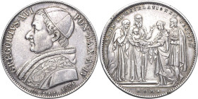 Italien-Kirchenstaat/Vatikanstadt
Gregor XVI. 1831-1846 Scudo 1834 (=Jahr 4), Rom Geburt Christi. LVMEN AD REVELATIONEM GENTIVM (= Das Licht für die ...