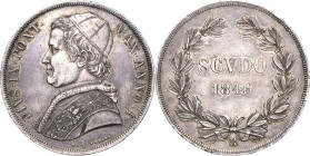 Italien-Kirchenstaat/Vatikanstadt
Pius IX. 1846-1878 Scudo 1846, R-Rom Montenegro 6 (R2) Pagani 309 Berman 3309 Muntoni 9 CNI 2 Davenport 194 Auflage...