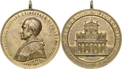 Italien-Kirchenstaat/Vatikanstadt
Leo XIII. 1878-1903 Messingmedaille 1893. San Gioachino in Rom. Brustbild nach links / Kirche. 47 mm, 45,96 g. Mit ...