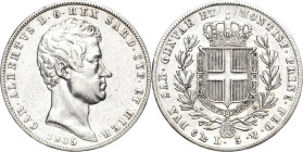 Italien-Sardinien
Karl Albert 1831-1849 5 Lire 1835, P und Anker-Genua Montenegro 113 Cudazzo 1470 l Davenport 136 Sehr schön