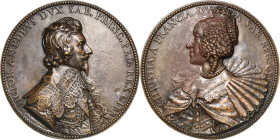 Italien-Savoyen
Viktor Amadeus I 1630-1637 Große Bronzegussmedaille 1636 (Dupré) Brustbild nach rechts / Brustbild seiner Gemahlin Christine von Fran...