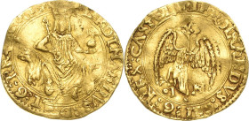 Italien-Sizilien
Ferdinand 1458/1504-1516 Trionfo d'oro o.J. IN-Messina Der gekrönte König thront von vorn mit Lilienzepter und Reichsapfel / Gekrönt...