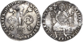 Italien-Toskana
Republik 1189-1532 Guelfo da 5 soldi (Fiorino guelfo da 30 denari) o.J. Florenz Montagano 56 Biaggi 793 2.79 g. Leicht gewellt, sehr ...