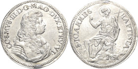 Italien-Toskana
Cosimo III. von Medici 1670-1723 Testone 1676, Florenz Johannes der Täufer Montagano 332/2 CNI 9 Kl. Henkelspur, Felder leicht geglät...