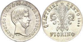 Italien-Toskana
Leopold II. 1824-1859 Fiorino 1859, Florenz Montenegro 350 Montagano 453/7 (R) Pagani 139 CNI 117 Prachtexemplar vom Erstabschlag mit...