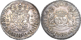 Mexiko
Karl III. 1759-1788 2 Reales 1765, M-Mexiko City Cayon 10728 KM 87 Prachtvolles Exemplar mit feiner Patina. Vorzüglich-Stempelglanz