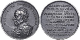 Polen
Kasimir IV. 1445-1492 Eisengussmedaille o.J. (18. Jh.) (I.P. Holzhäuser) Suitenmedaille. Brustbild nach links / 12 Zeilen Schrift. 45 mm, 34,17...