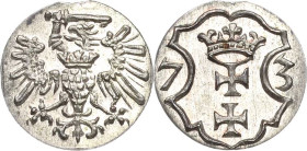 Polen-Danzig
Interregnum 1573 Denar 1573. Kopicki 7385 (R3) Gumowski 656 D./S. 101 Sehr seltenes Prachtexemplar. Prägefrisch