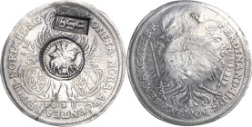 Russland
Alexei Michailowitsch 1645-1676 Jefimok 1655. Mit 2 Av-Gegenstempeln (655, Hl. Georg im Kampf mit dem Drachen) auf Nürnberger Taler 1628 Spa...