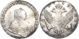 Russland
Elisabeth I. 1741-1761 Rubel 1749, SPB-St. Petersburg Bitkin 264 Davenport 1677 Kl. Schrötlingsfehler am Rand, vorzüglich