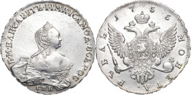 Russland
Elisabeth I. 1741-1761 Rubel 1755, SPB/JaI-St. Petersburg Scott-Rubel Bitkin 278 Davenport 1679 Prachtvolles Exemplar. Vorzüglich-Stempelgla...