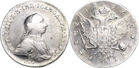 Russland
Peter III. 1762 Rubel 1762, SPB/IK-St. Petersburg Bitkin 11 Davenport 1682 Selten. Sehr schön