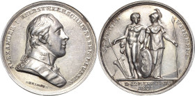 Russland
Alexander I. 1801-1825 Silbermedaille 1801 (Abramson) Huldigung der Kaufmannschaft und der Bauern von St. Petersburg zum Regierungsantritt. ...